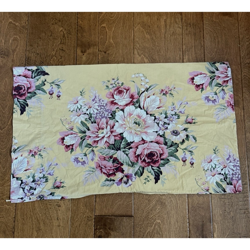 Vintage Ralph Lauren Sophie Brooke Standard Pillowcase Yellow Floral 100% Cotton